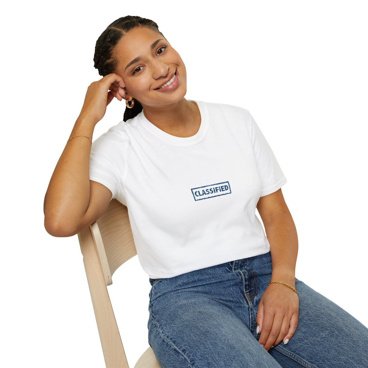 Classified Graphic Tee - Minimal Blue Stamp T-Shirt