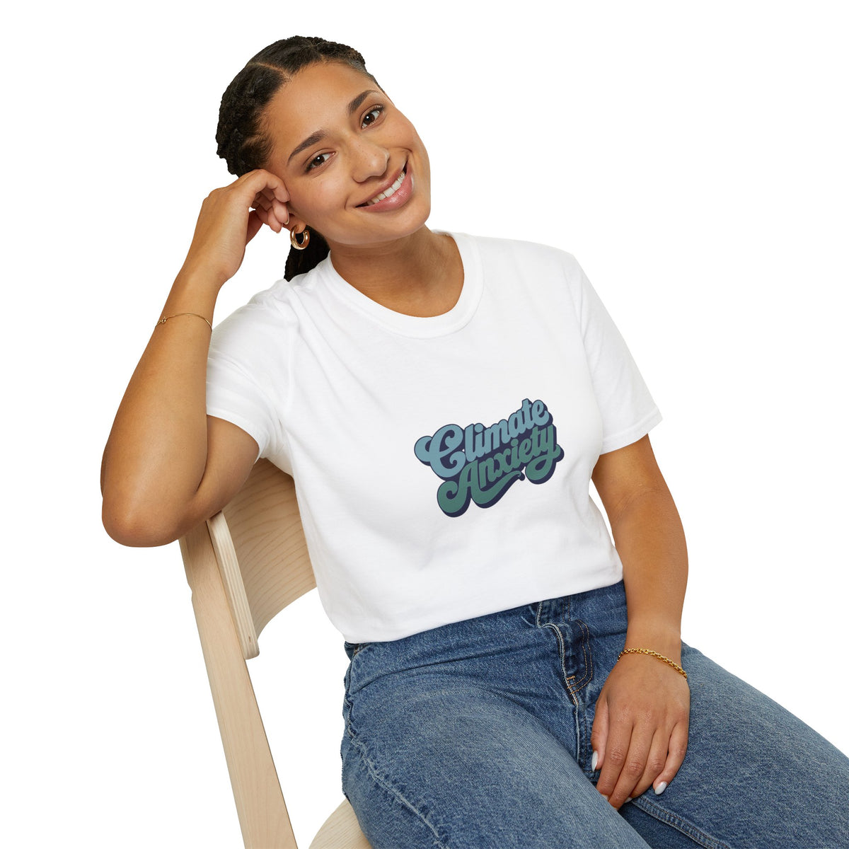 Climate Anxiety T-Shirt - Retro Script Eco Awareness Tee