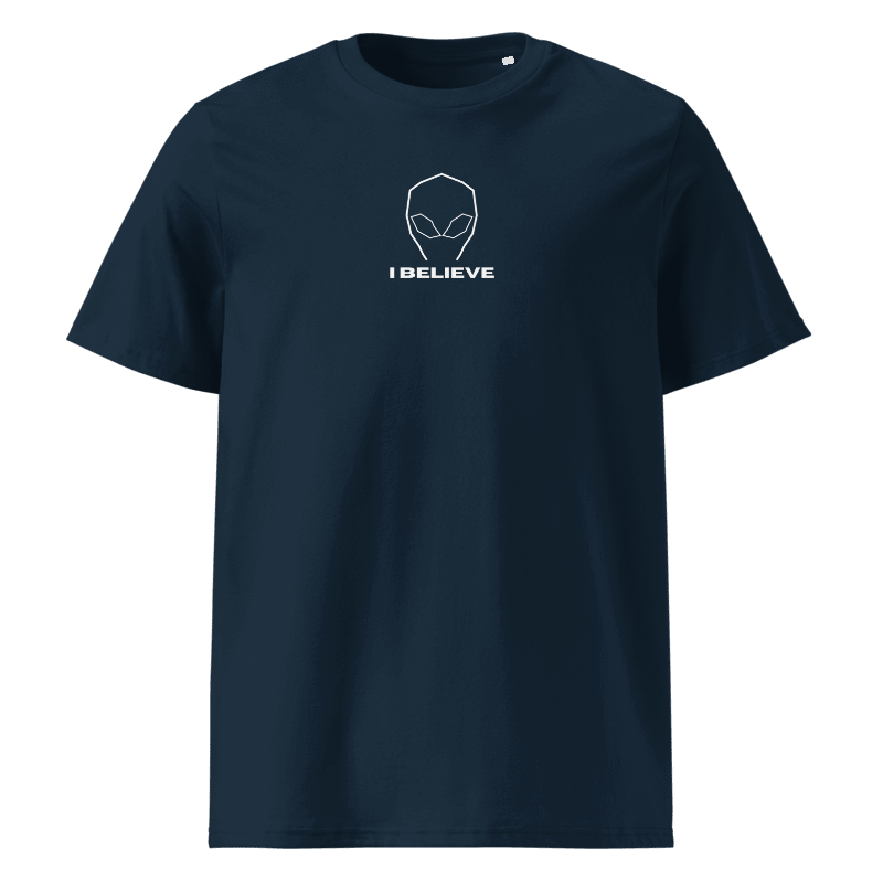 I Believe - Alien Motif - Solid Text | Unisex Organic Cotton T-Shirt