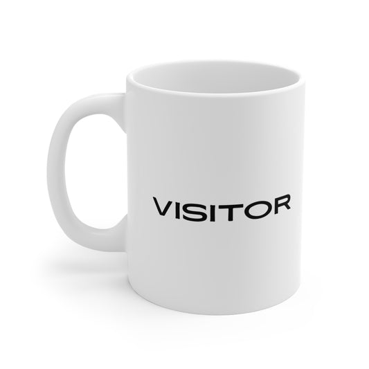 Visitor Mug - Minimal Black Text 11oz White Coffee Cup