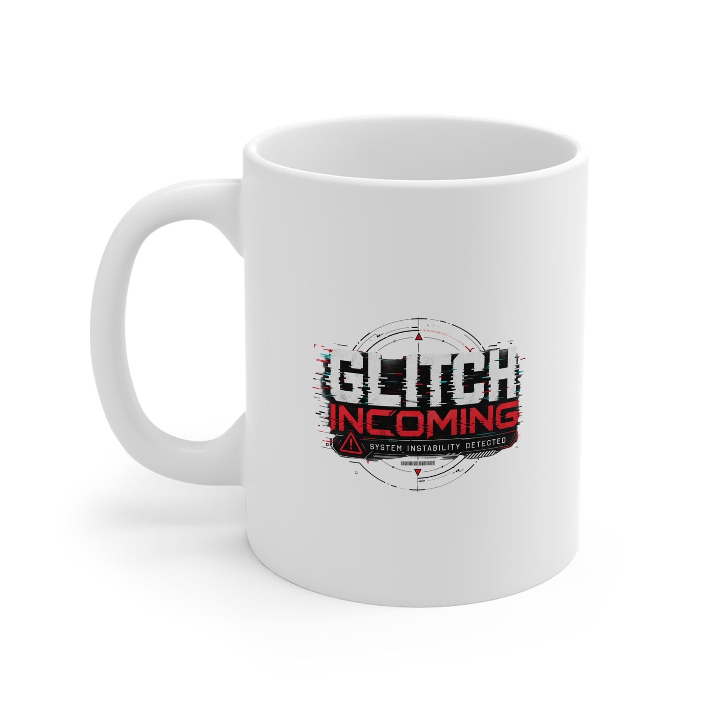 Glitch Incoming Mug - Retro Cyber Error Graphic Coffee Cup