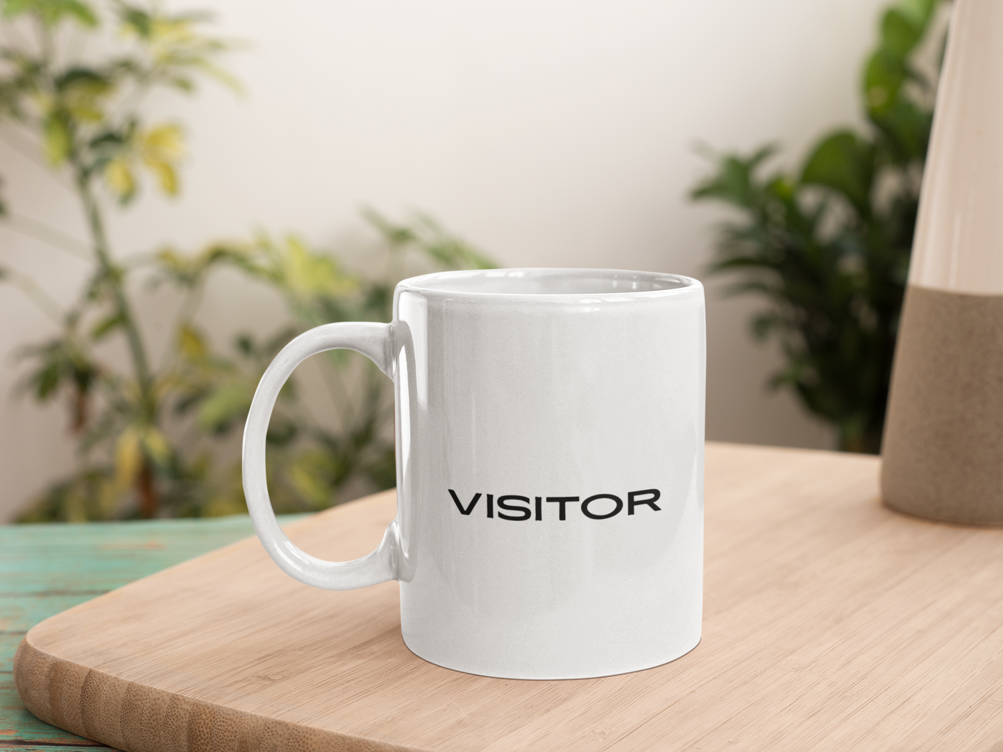 Visitor Mug - Minimal Black Text 11oz White Coffee Cup