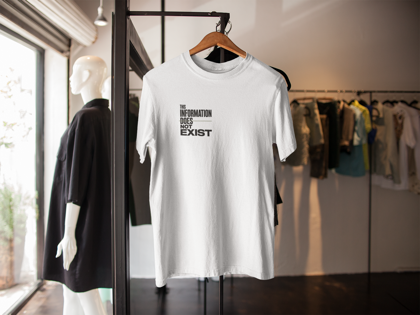 T-Shirt - “This Information Does Not Exist” Minimalist Text Tee