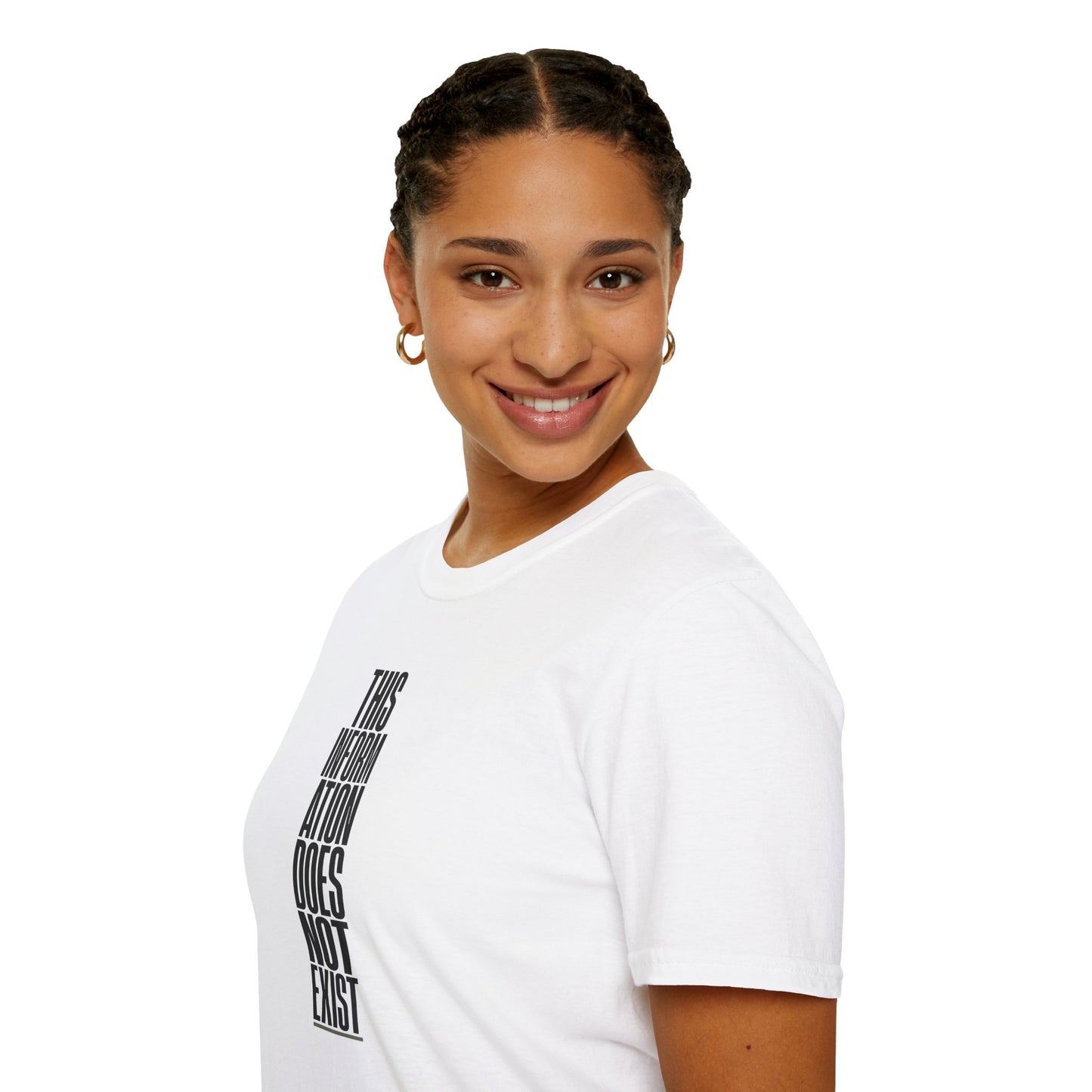 T‑Shirt - "This Information Does Not Exist" Vertical Text Graphic Tee