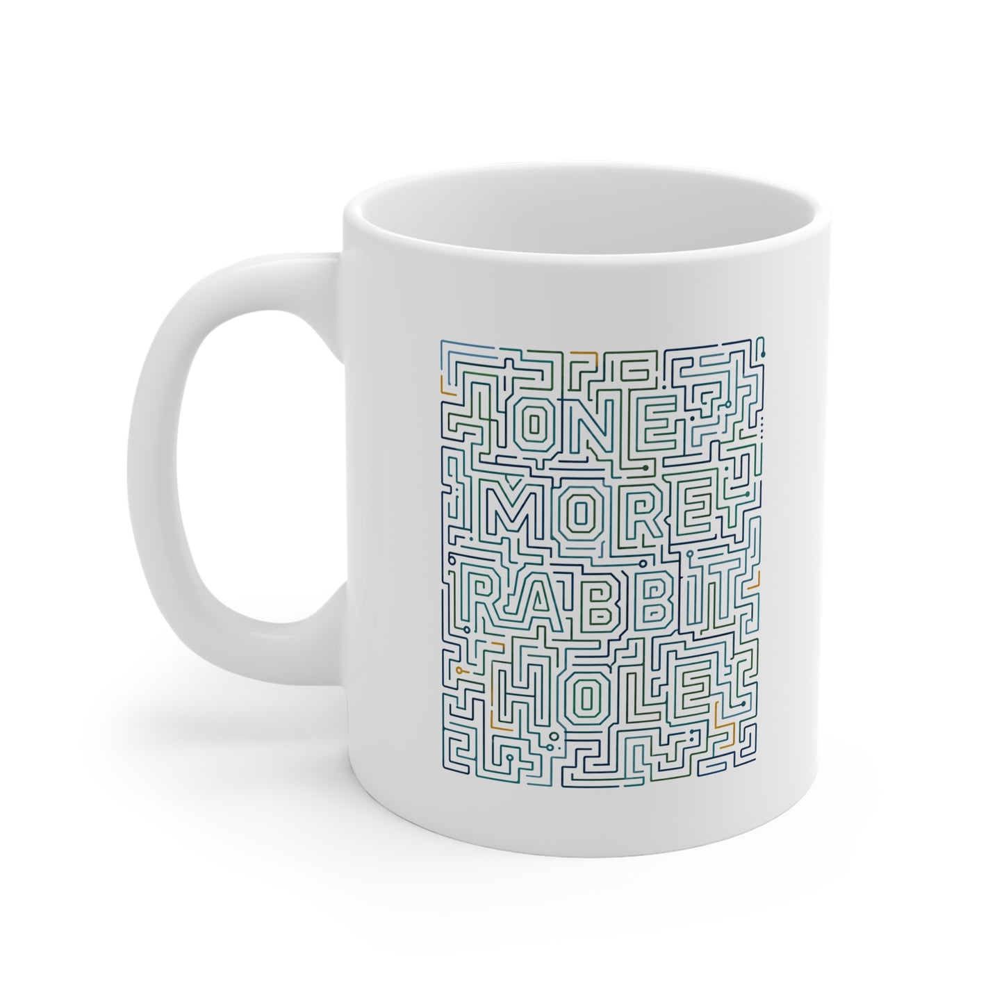 Ceramic Mug - 'One More Rabbit Hole' Maze Design | Quirky Puzzle Coffee Cup