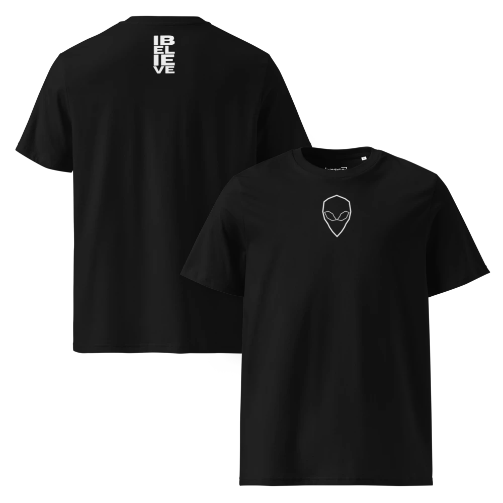 I Believe - Alien Motif - Front and Reverse Design - Solid Text | Unisex Organic Cotton T-Shirt