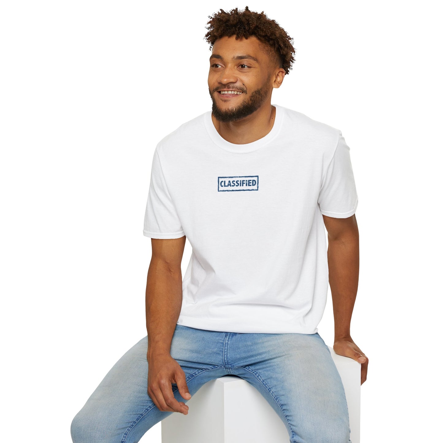Classified Graphic Tee - Minimal Blue Stamp T-Shirt