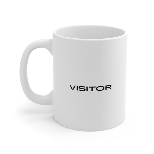 Visitor Mug - Minimal Black Text 11oz White Coffee Cup