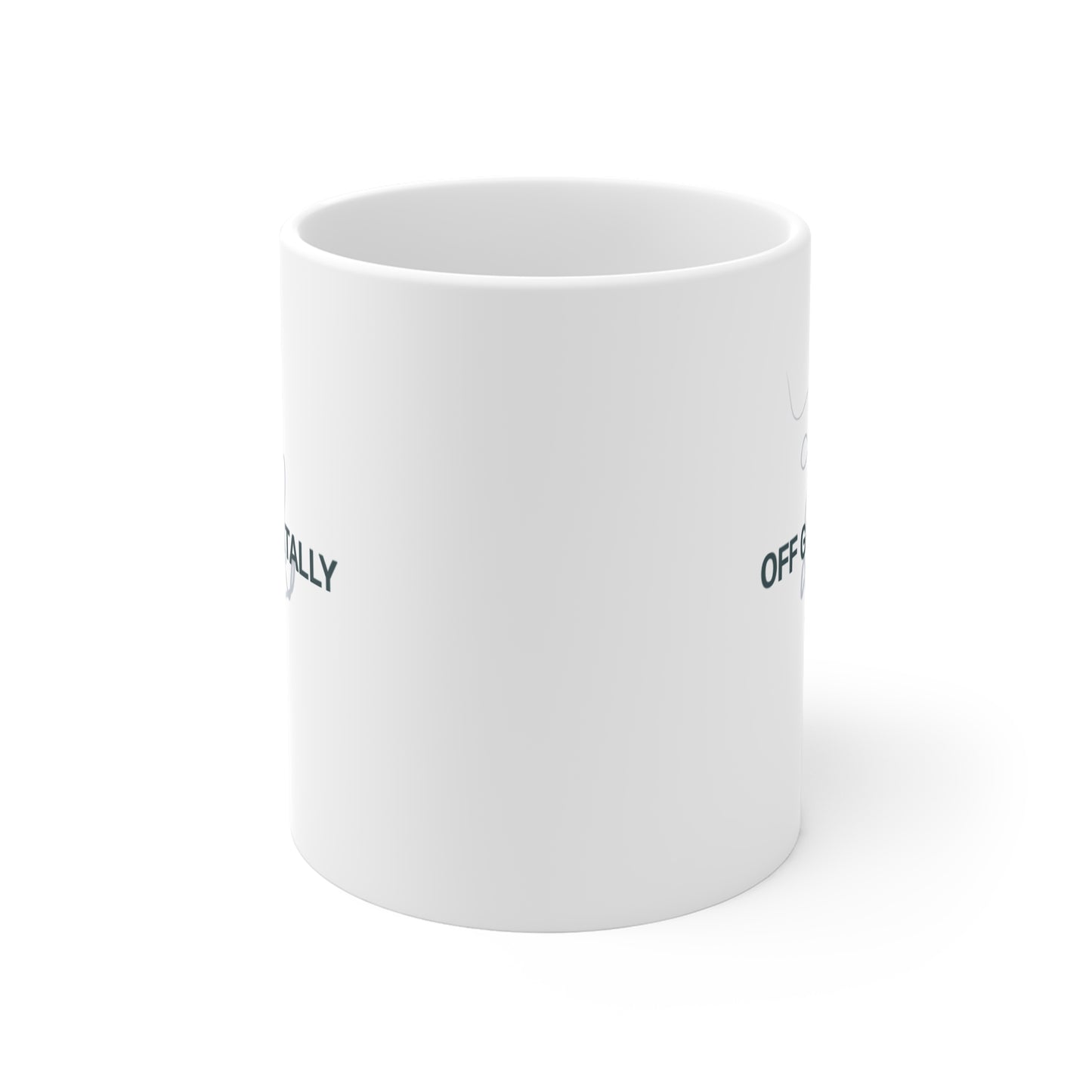 Off Grid Mentally Mug - 11oz White Coffee Cup with Minimal Scribble Design