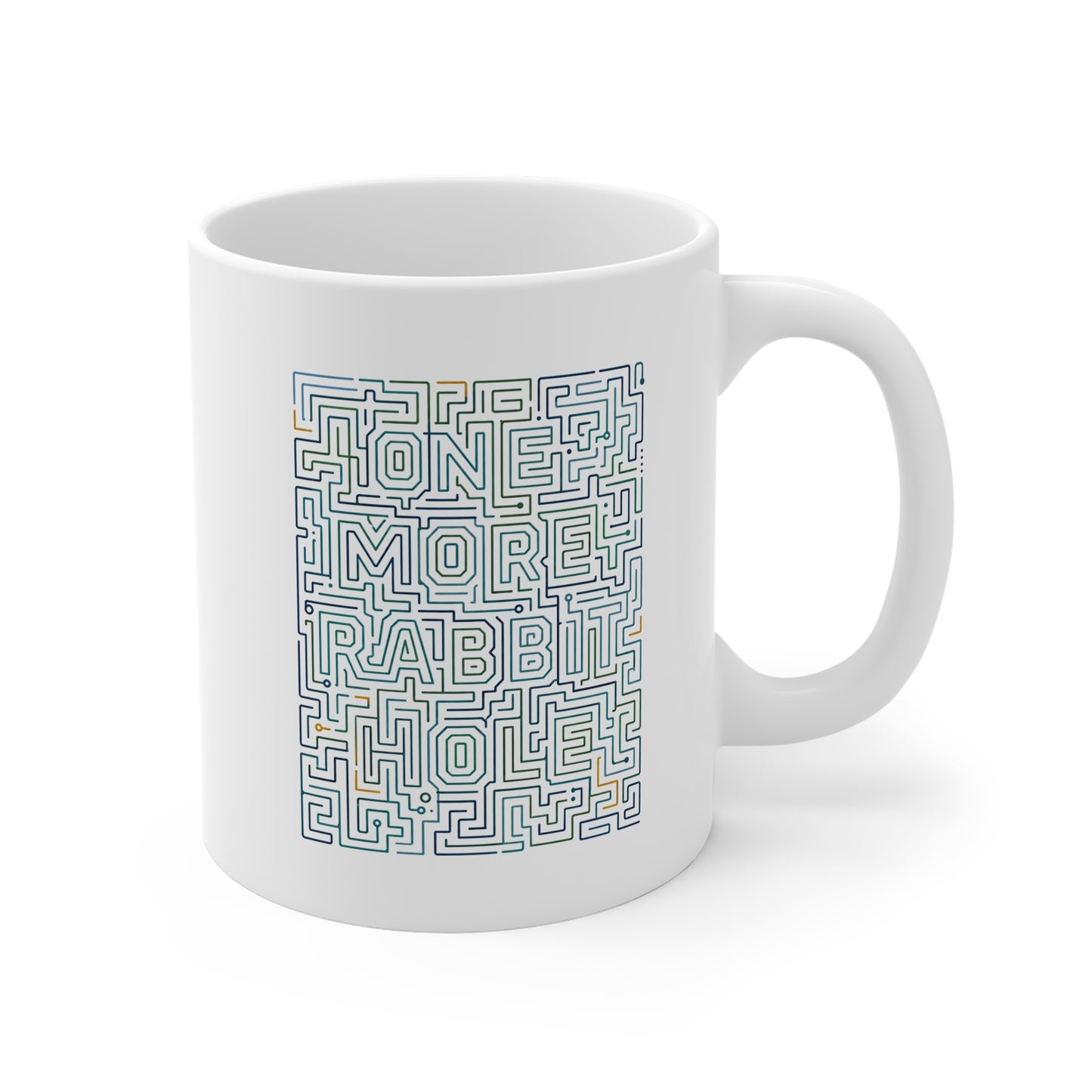 Ceramic Mug - 'One More Rabbit Hole' Maze Design | Quirky Puzzle Coffee Cup