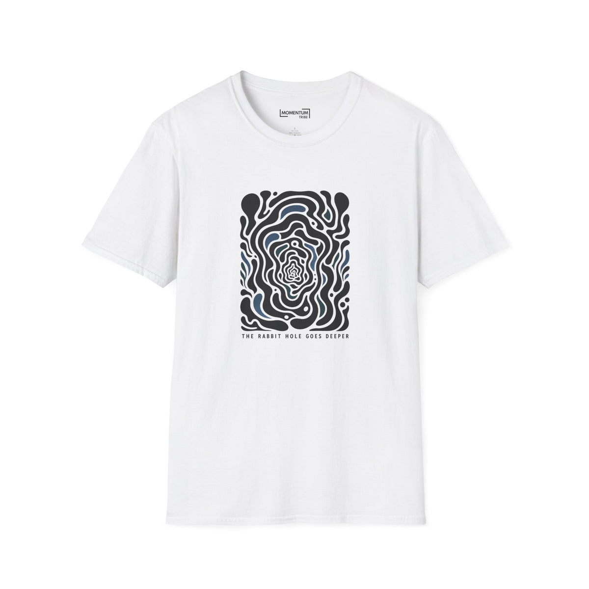 Abstract Ripple Art T‑Shirt - Black & White Optical Maze Design
