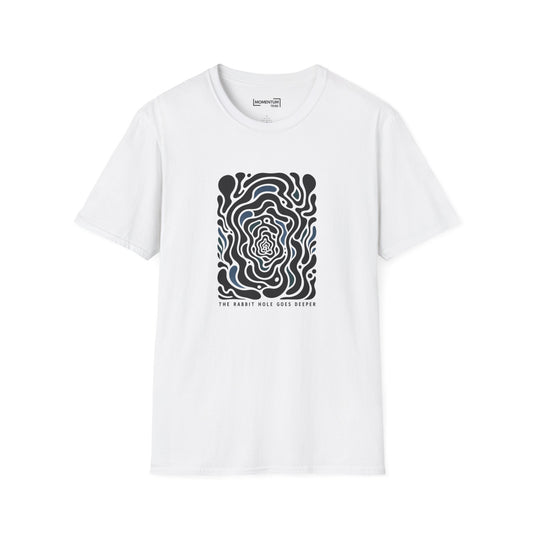 Abstract Ripple Art T‑Shirt - Black & White Optical Maze Design