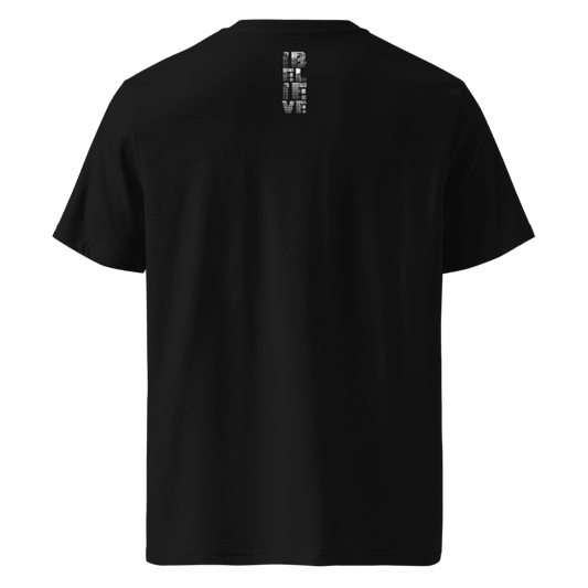 I Believe - Alien Motif - Front and Reverse Design - Graphic Text | Unisex Organic Cotton T-Shirt